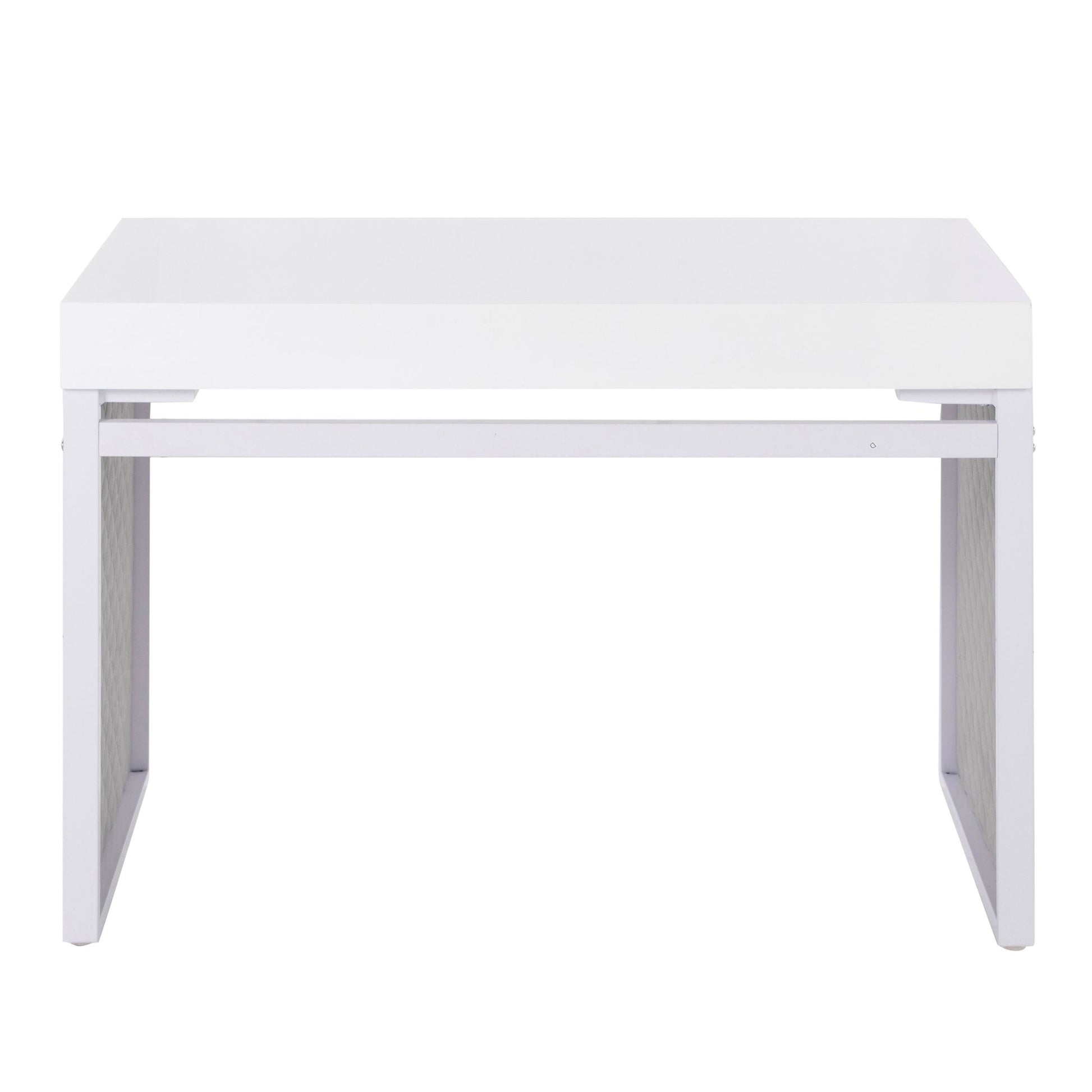 Drift Contemporary Upholstered Desk in Black Steel, Black Wood and Silver Velvet By LumiSource | Desks | Modishstore - 15