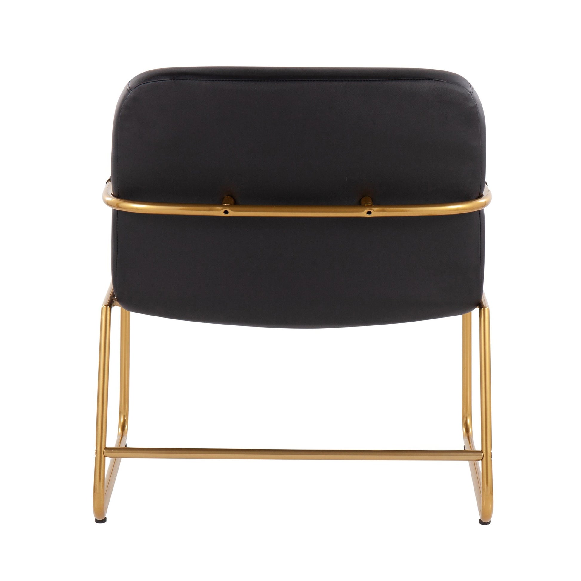 Duke Contemporary Accent Chair in Gold Steel and Black Faux Leather By LumiSource | Accent Chairs | Modishstore - 6
