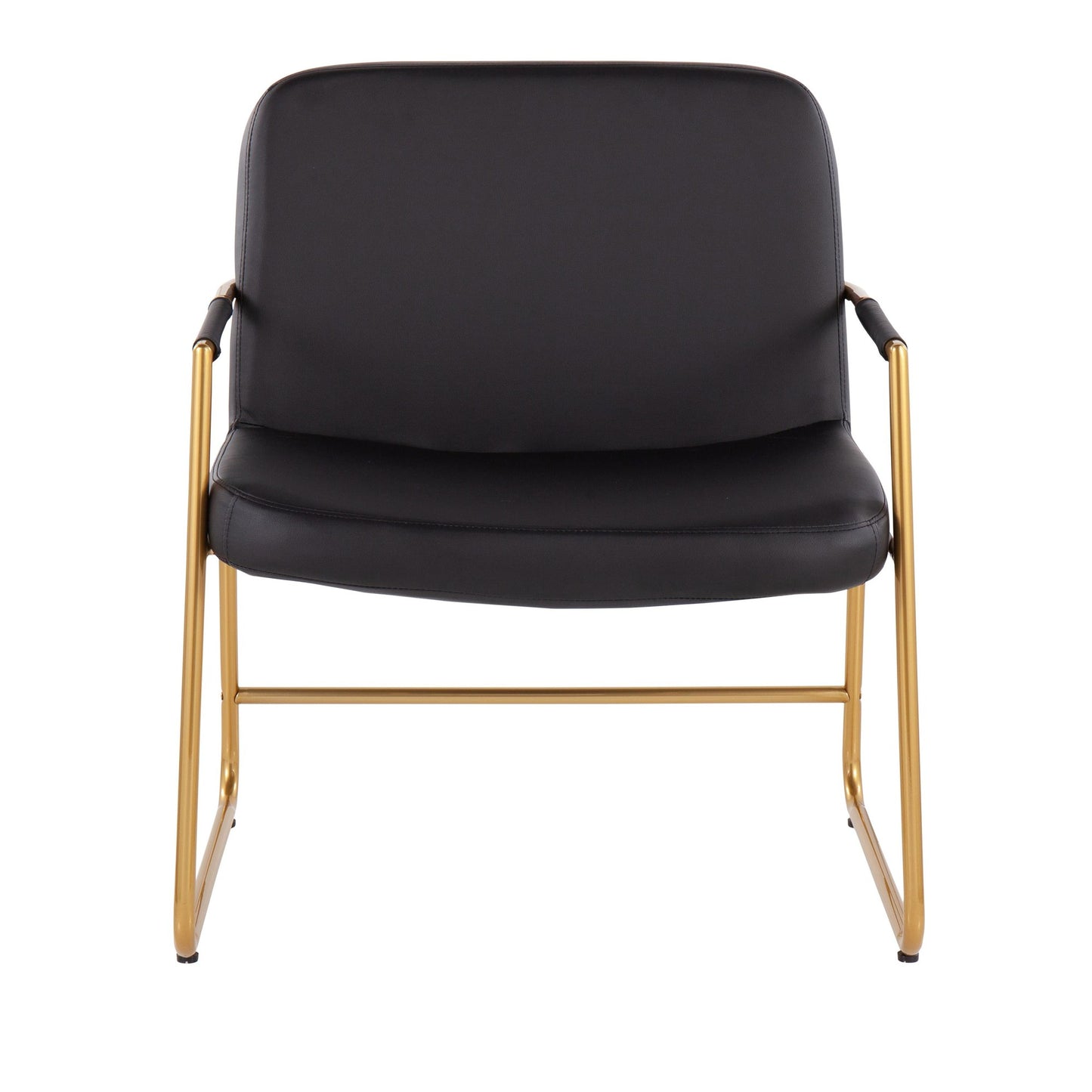 Duke Contemporary Accent Chair in Gold Steel and Black Faux Leather By LumiSource | Accent Chairs | Modishstore - 7