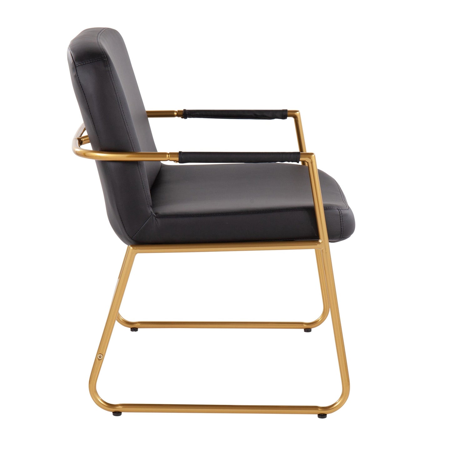 Duke Contemporary Accent Chair in Gold Steel and Black Faux Leather By LumiSource | Accent Chairs | Modishstore - 4