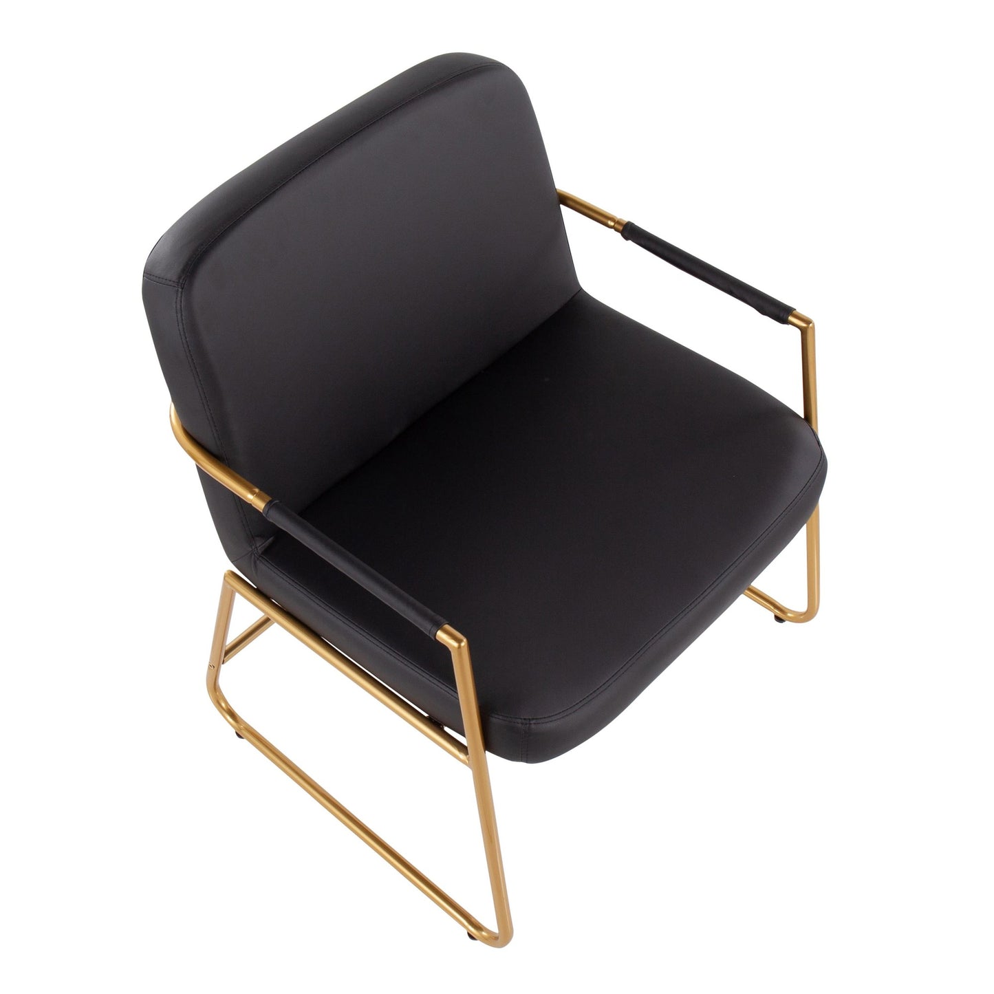 Duke Contemporary Accent Chair in Gold Steel and Black Faux Leather By LumiSource | Accent Chairs | Modishstore - 2