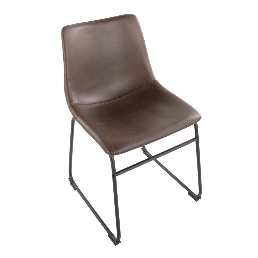 Duke Industrial Side Chair in Black Steel and Cognac Faux Leather By LumiSource - Set of 2 | Dining Chairs | Modishstore - 16