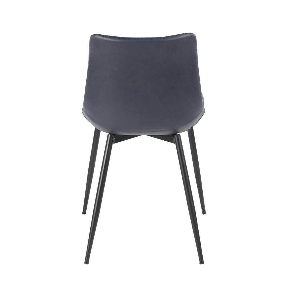 LumiSource Durango Dining Chair - Set of 2 DC-DRNG with Tapered Metal Legs With Black Finish in the Blue and Grey Color and Vintage Faux Leather Upholstery | Dining Chairs | Modishstore - 4