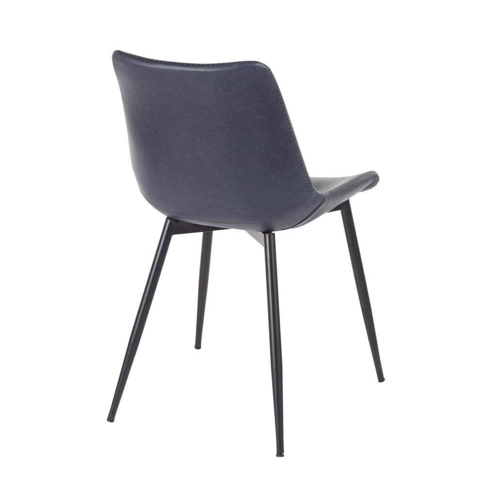 LumiSource Durango Dining Chair - Set of 2 DC-DRNG with Tapered Metal Legs With Black Finish in the Blue and Grey Color and Vintage Faux Leather Upholstery | Dining Chairs | Modishstore - 5
