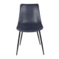 LumiSource Durango Dining Chair - Set of 2 DC-DRNG with Tapered Metal Legs With Black Finish in the Blue and Grey Color and Vintage Faux Leather Upholstery | Dining Chairs | Modishstore - 2