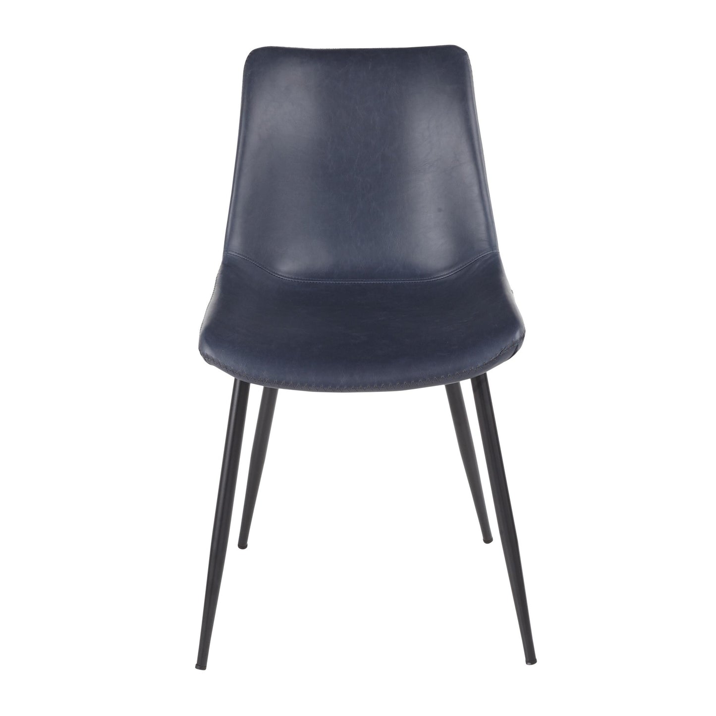 LumiSource Durango Dining Chair - Set of 2 DC-DRNG with Tapered Metal Legs With Black Finish in the Blue and Grey Color and Vintage Faux Leather Upholstery | Dining Chairs | Modishstore - 2