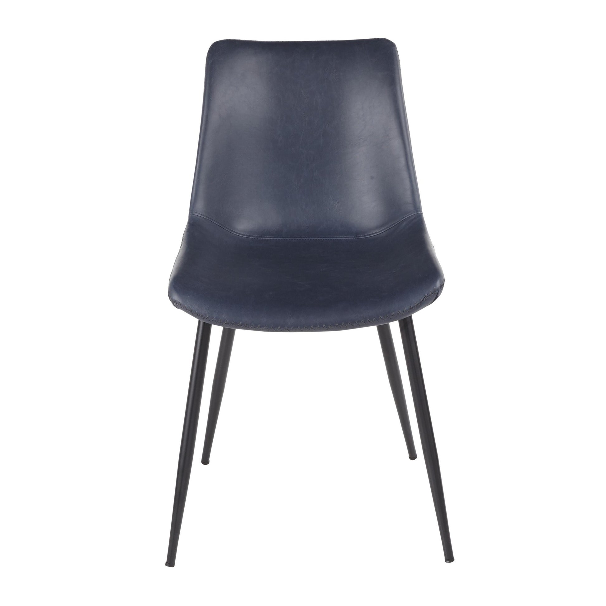 LumiSource Durango Dining Chair - Set of 2 DC-DRNG with Tapered Metal Legs With Black Finish in the Blue and Grey Color and Vintage Faux Leather Upholstery | Dining Chairs | Modishstore - 2