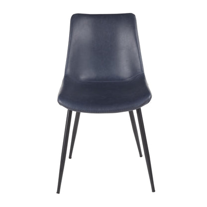LumiSource Durango Dining Chair - Set of 2 DC-DRNG with Tapered Metal Legs With Black Finish in the Blue and Grey Color and Vintage Faux Leather Upholstery | Dining Chairs | Modishstore - 2