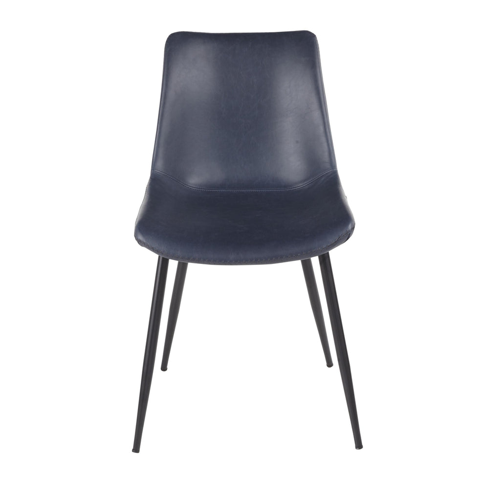 LumiSource Durango Dining Chair - Set of 2 DC-DRNG with Tapered Metal Legs With Black Finish in the Blue and Grey Color and Vintage Faux Leather Upholstery | Dining Chairs | Modishstore - 2