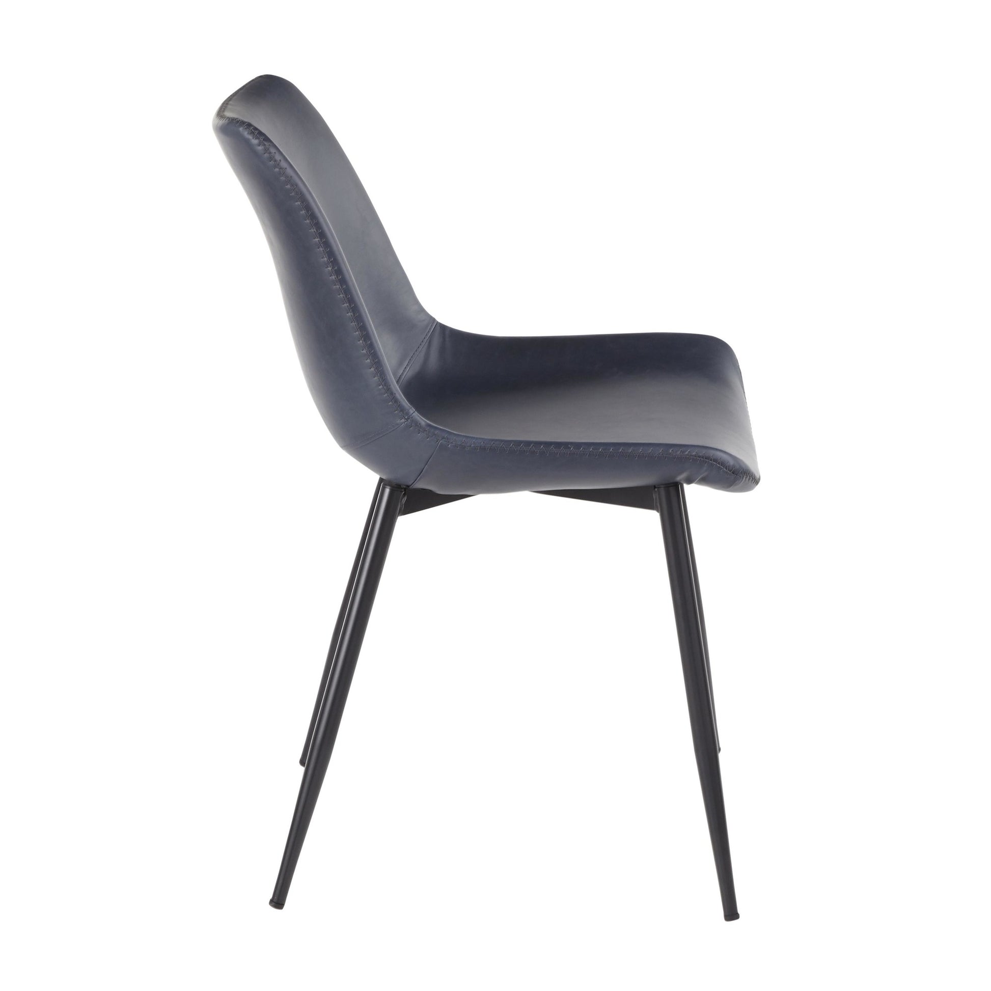 LumiSource Durango Dining Chair - Set of 2 DC-DRNG with Tapered Metal Legs With Black Finish in the Blue and Grey Color and Vintage Faux Leather Upholstery | Dining Chairs | Modishstore - 6