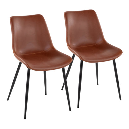 Duke Industrial Side Chair in Black Steel and Cognac Faux Leather By LumiSource - Set of 2 | Dining Chairs | Modishstore - 25