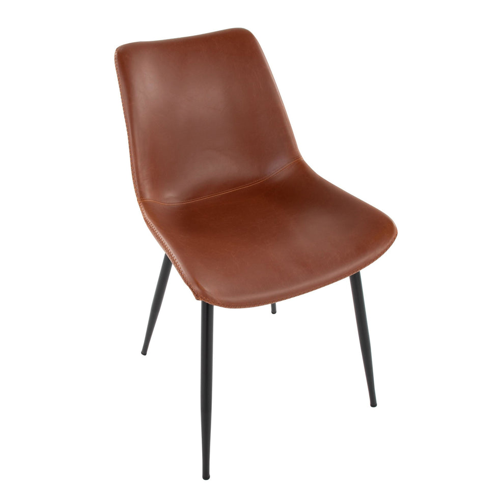 Duke Industrial Side Chair in Black Steel and Cognac Faux Leather By LumiSource - Set of 2 | Dining Chairs | Modishstore - 27