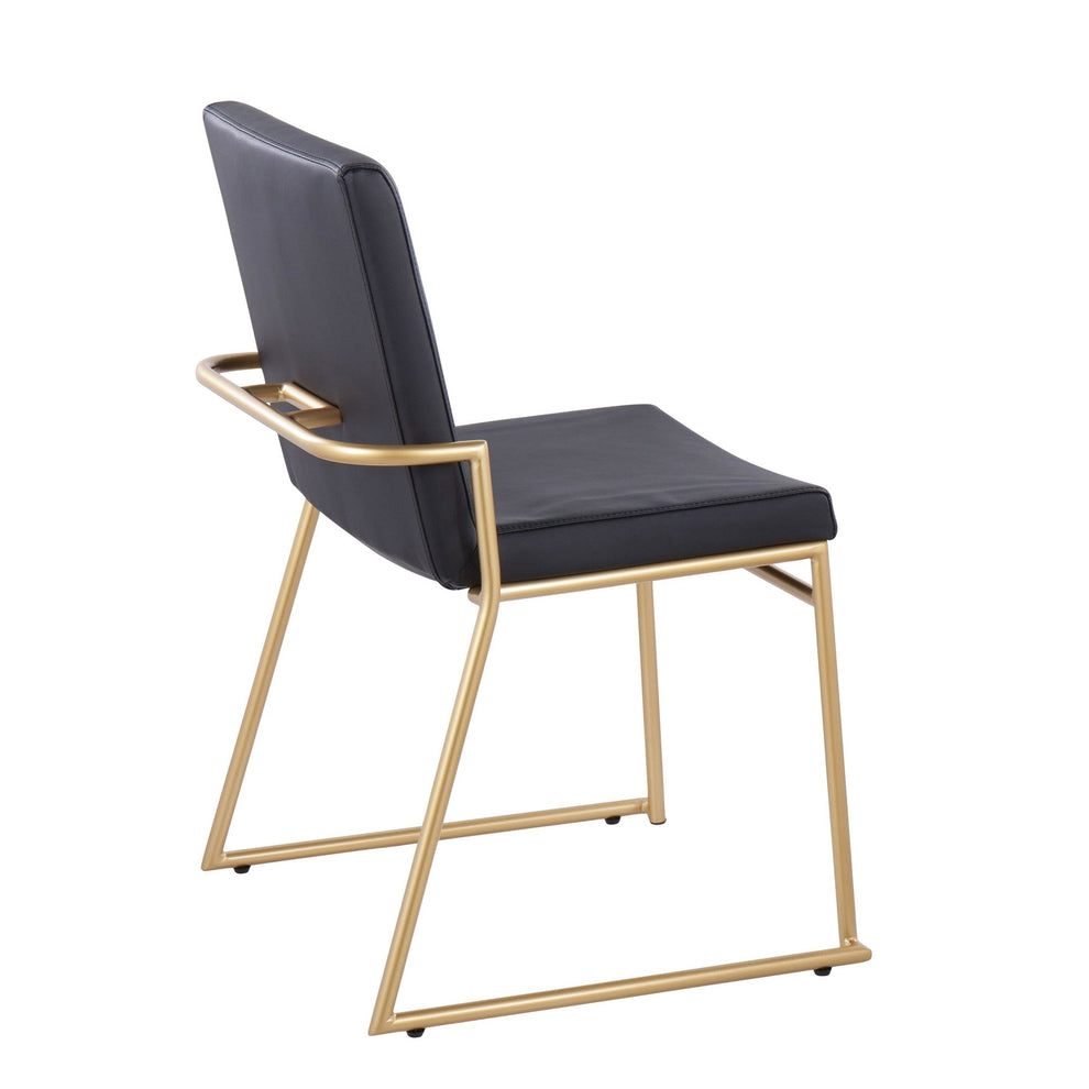 Dutchess Contemporary Dining Chair in Gold Steel and Black Faux Leather By LumiSource - Set of 2 | Dining Chairs | Modishstore - 7