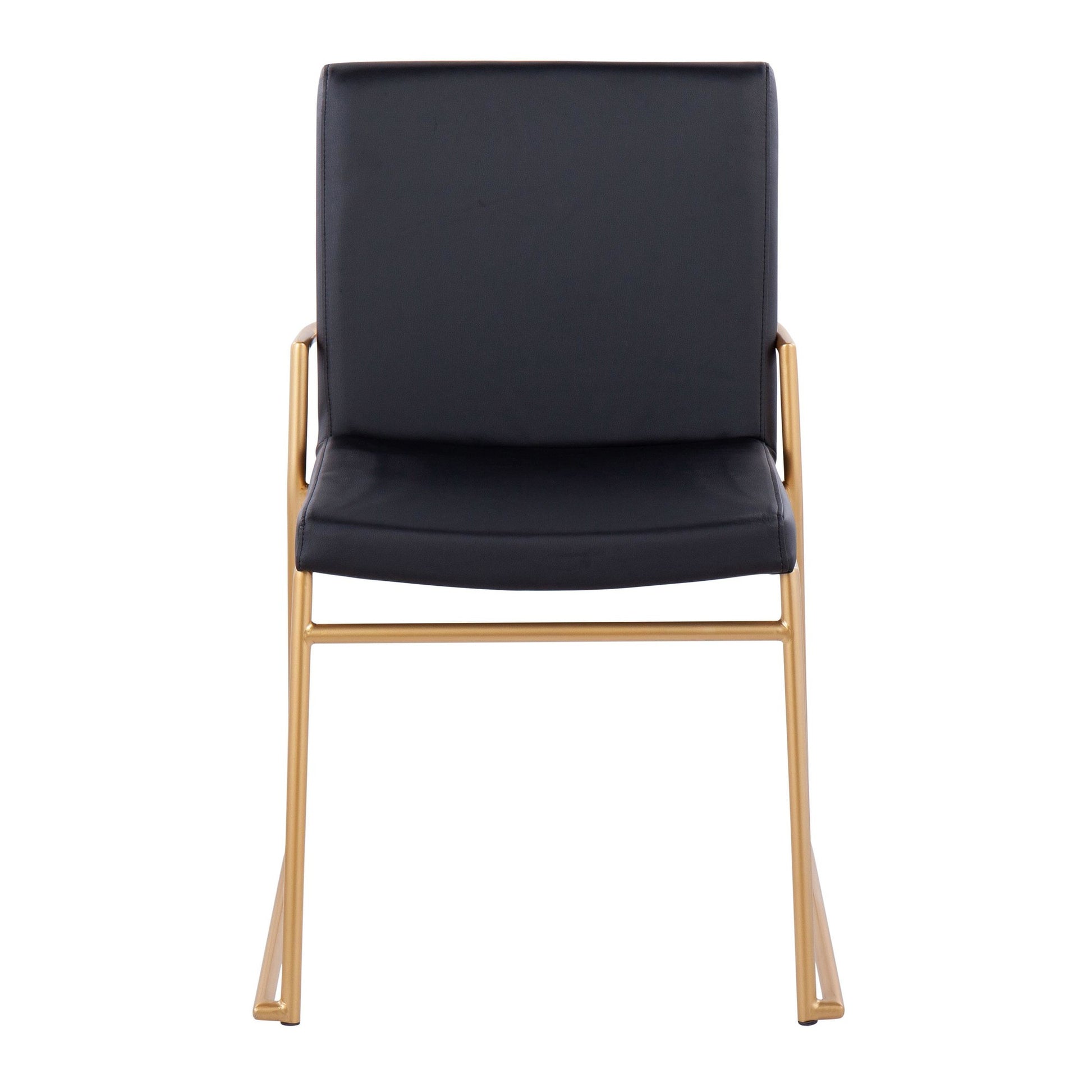 Dutchess Contemporary Dining Chair in Gold Steel and Black Faux Leather By LumiSource - Set of 2 | Dining Chairs | Modishstore - 2