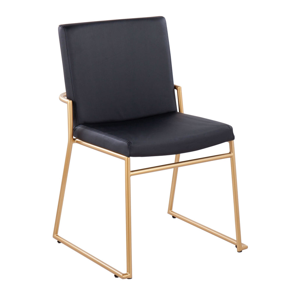 Dutchess Contemporary Dining Chair in Gold Steel and Black Faux Leather By LumiSource - Set of 2 | Dining Chairs | Modishstore - 5