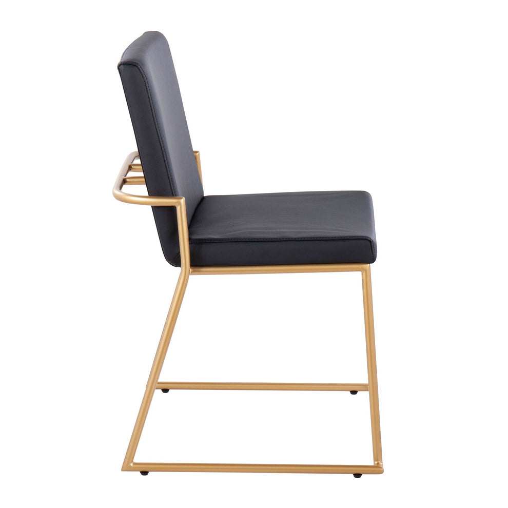 Dutchess Contemporary Dining Chair in Gold Steel and Black Faux Leather By LumiSource - Set of 2 | Dining Chairs | Modishstore - 6