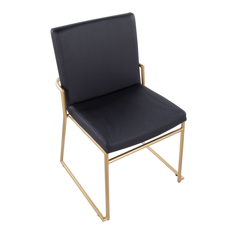 Dutchess Contemporary Dining Chair in Gold Steel and Black Faux Leather By LumiSource - Set of 2 | Dining Chairs | Modishstore - 3