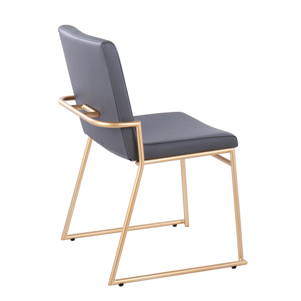 Dutchess Contemporary Dining Chair in Gold Steel and Black Faux Leather By LumiSource - Set of 2 | Dining Chairs | Modishstore - 15
