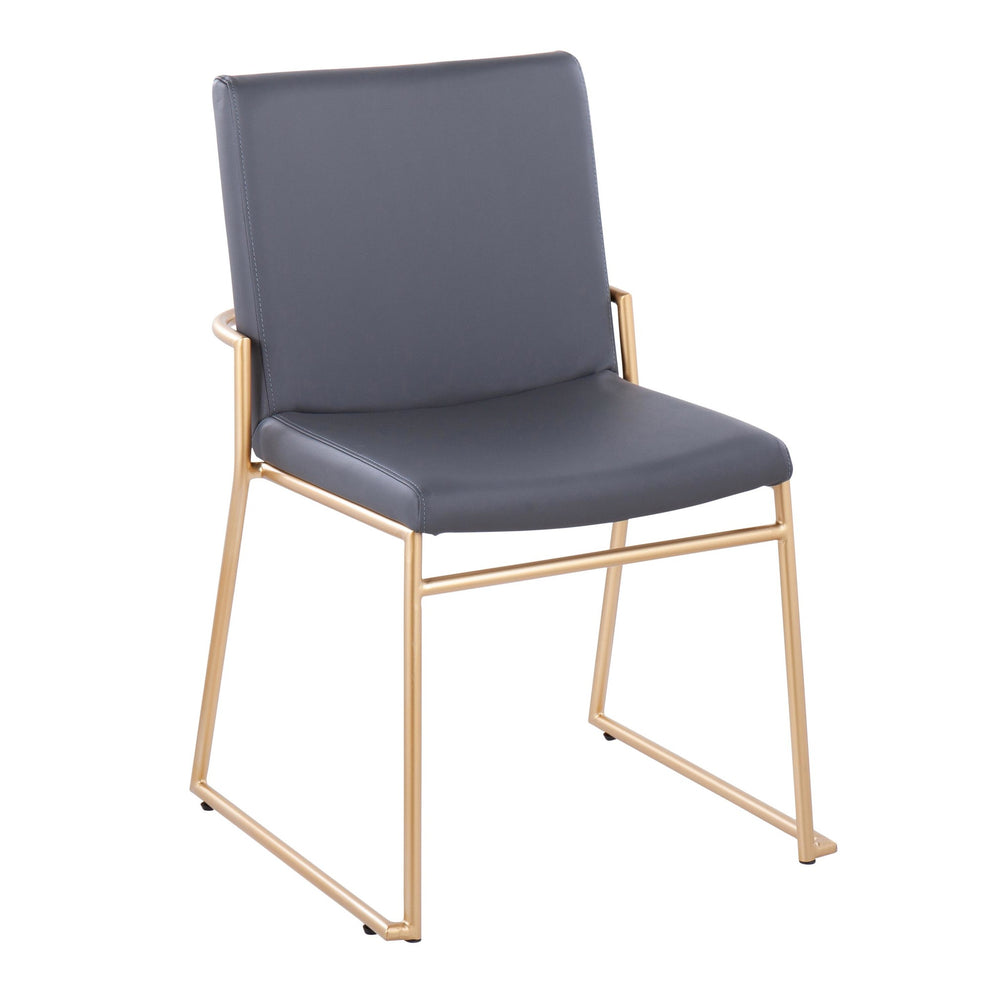 Dutchess Contemporary Dining Chair in Gold Steel and Black Faux Leather By LumiSource - Set of 2 | Dining Chairs | Modishstore - 13
