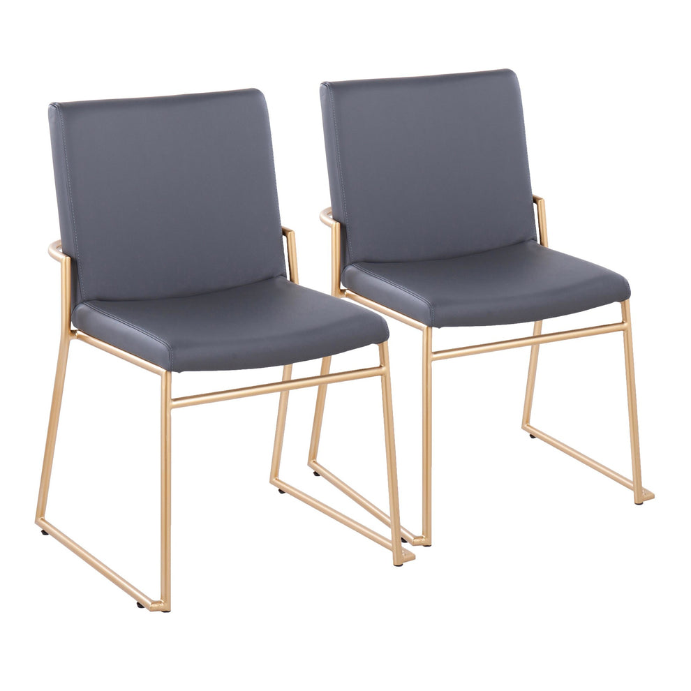 Dutchess Contemporary Dining Chair in Gold Steel and Black Faux Leather By LumiSource - Set of 2 | Dining Chairs | Modishstore - 9