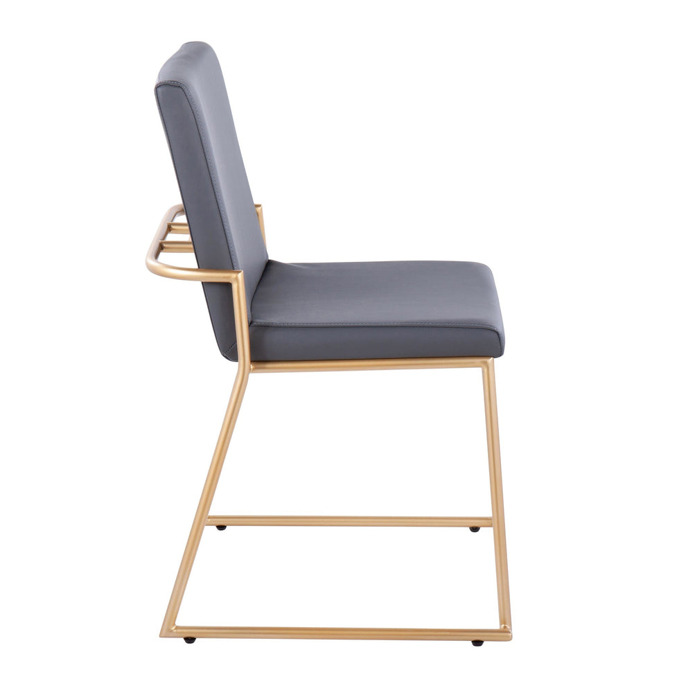 Dutchess Contemporary Dining Chair in Gold Steel and Black Faux Leather By LumiSource - Set of 2 | Dining Chairs | Modishstore - 14