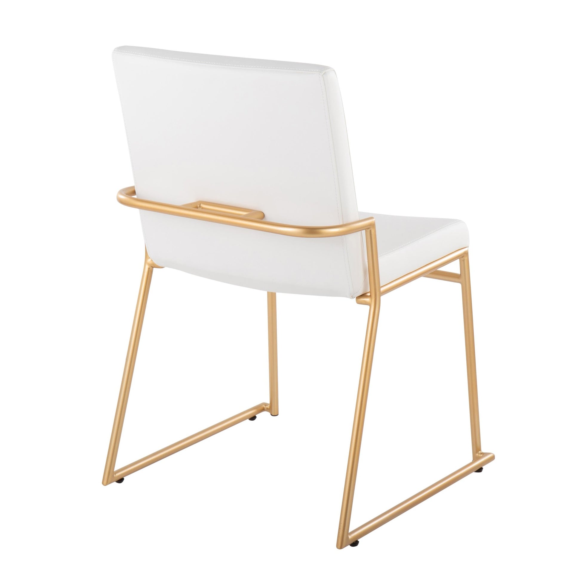 Dutchess Contemporary Dining Chair in Gold Steel and White Faux Leather By LumiSource - Set of 2 | Dining Chairs | Modishstore - 7
