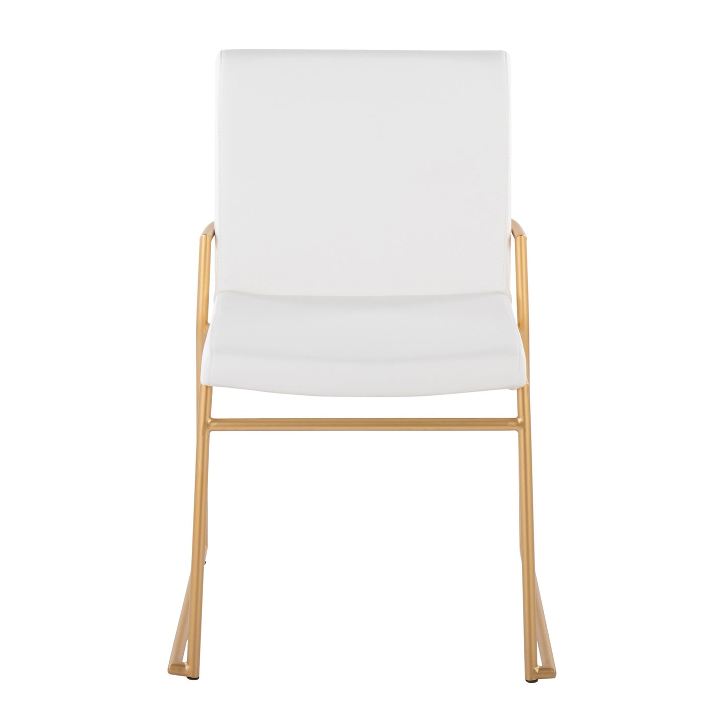 Dutchess Contemporary Dining Chair in Gold Steel and White Faux Leather By LumiSource - Set of 2 | Dining Chairs | Modishstore - 2