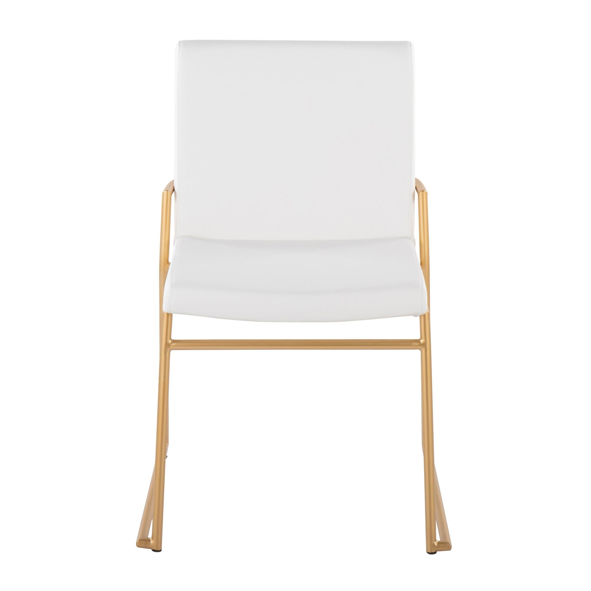 Dutchess Contemporary Dining Chair in Gold Steel and White Faux Leather By LumiSource - Set of 2 | Dining Chairs | Modishstore - 2