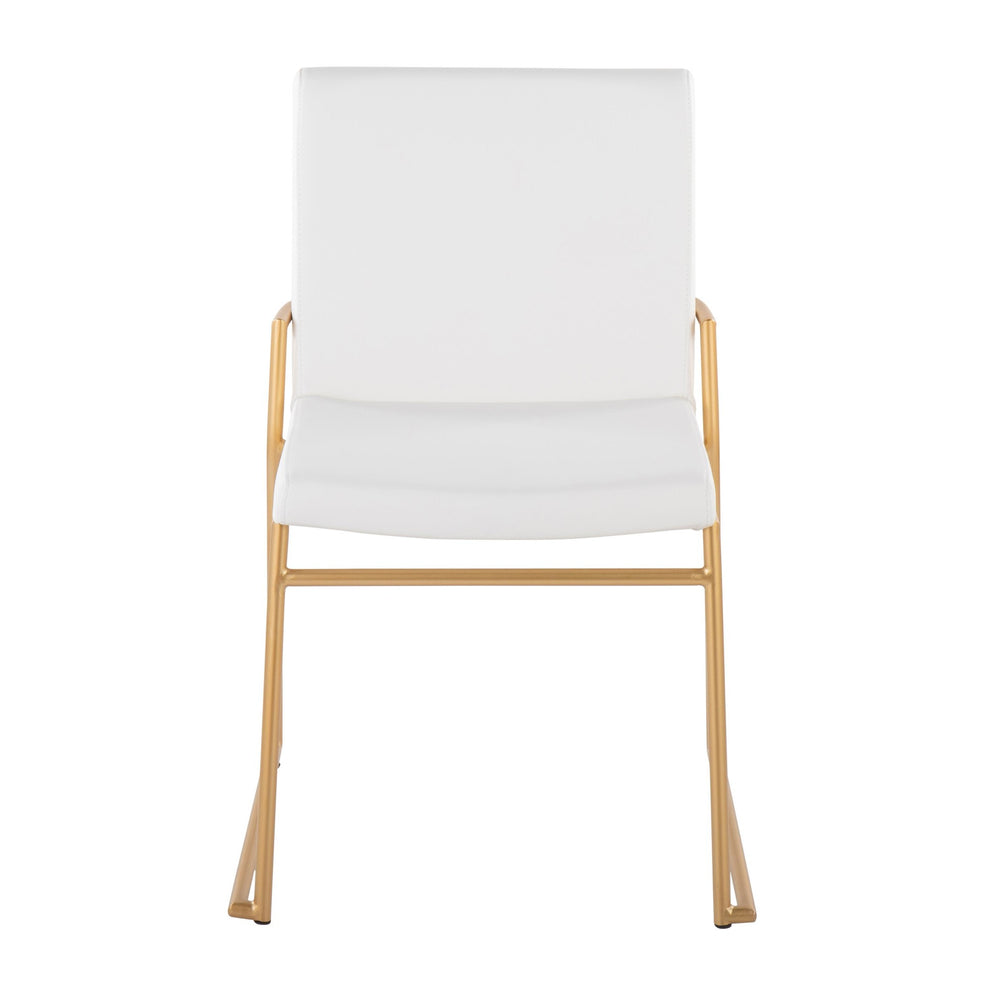 Dutchess Contemporary Dining Chair in Gold Steel and White Faux Leather By LumiSource - Set of 2 | Dining Chairs | Modishstore - 2