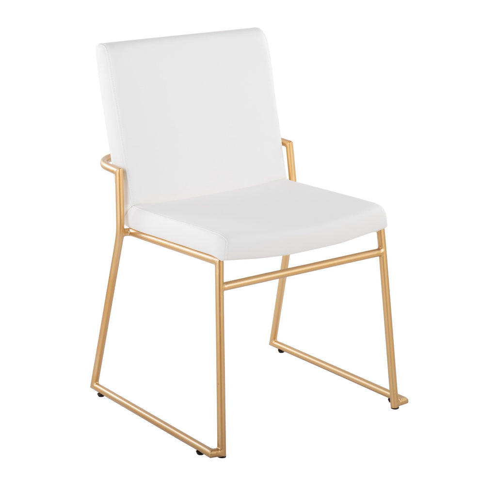 Dutchess Contemporary Dining Chair in Gold Steel and White Faux Leather By LumiSource - Set of 2 | Dining Chairs | Modishstore - 5