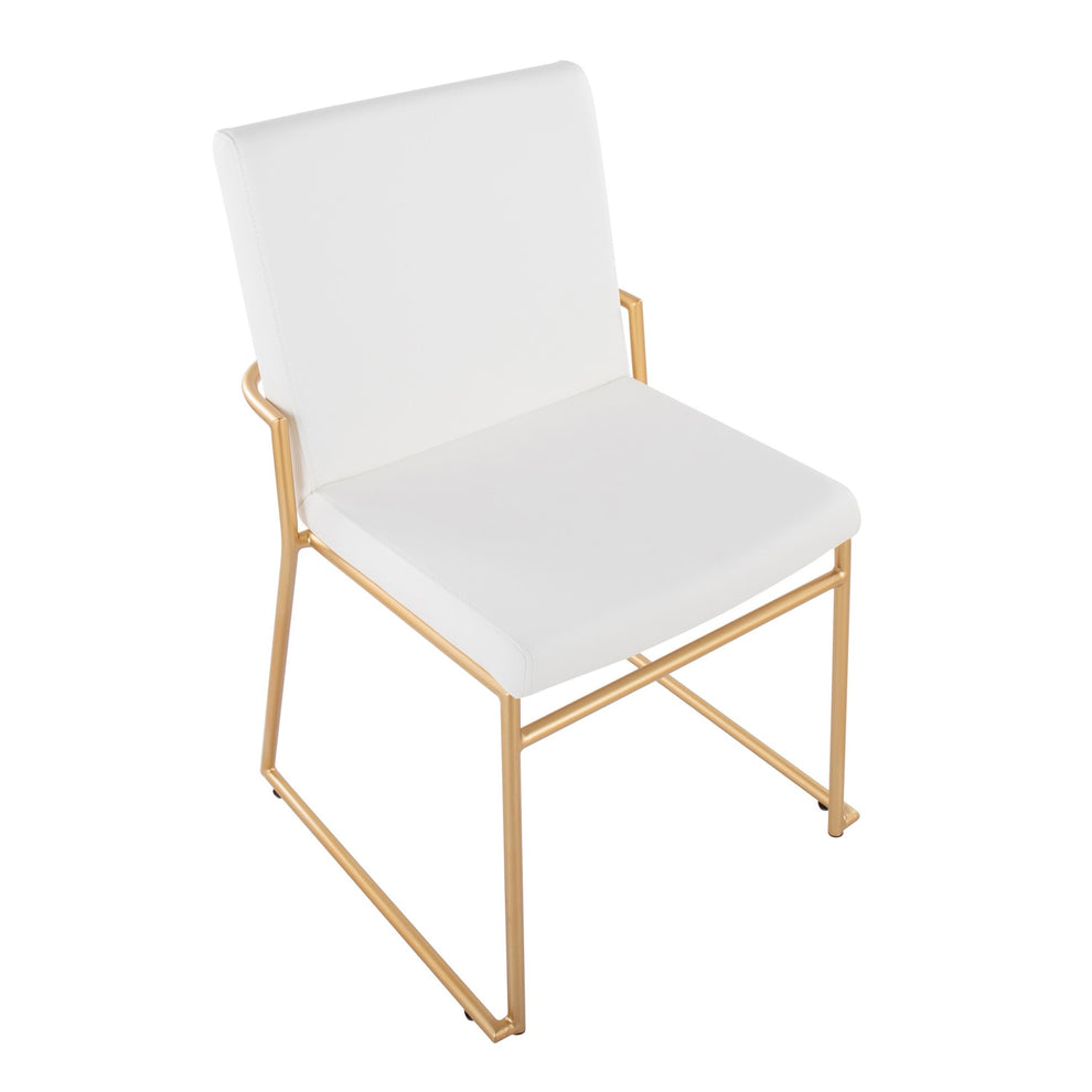 Dutchess Contemporary Dining Chair in Gold Steel and White Faux Leather By LumiSource - Set of 2 | Dining Chairs | Modishstore - 3