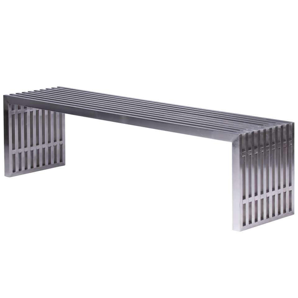 LeisureMod Eldert Gridiron 59" Stainless Steel Bench | Benches | Modishstore - 7
