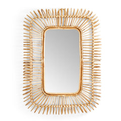 Rectangle Cane Hand-Crafted Wall Mirror By Tozai Home