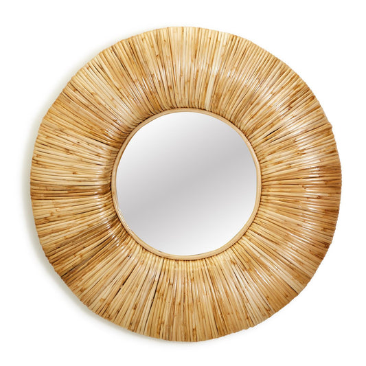 36" Eclipse Hand Woven Cane Wall Mirror By Tozai Home | Mirrors | Modishstore