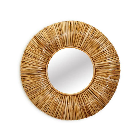 24" Eclipse Hand Woven Cane Wall Mirror By Tozai Home | Mirrors | Modishstore