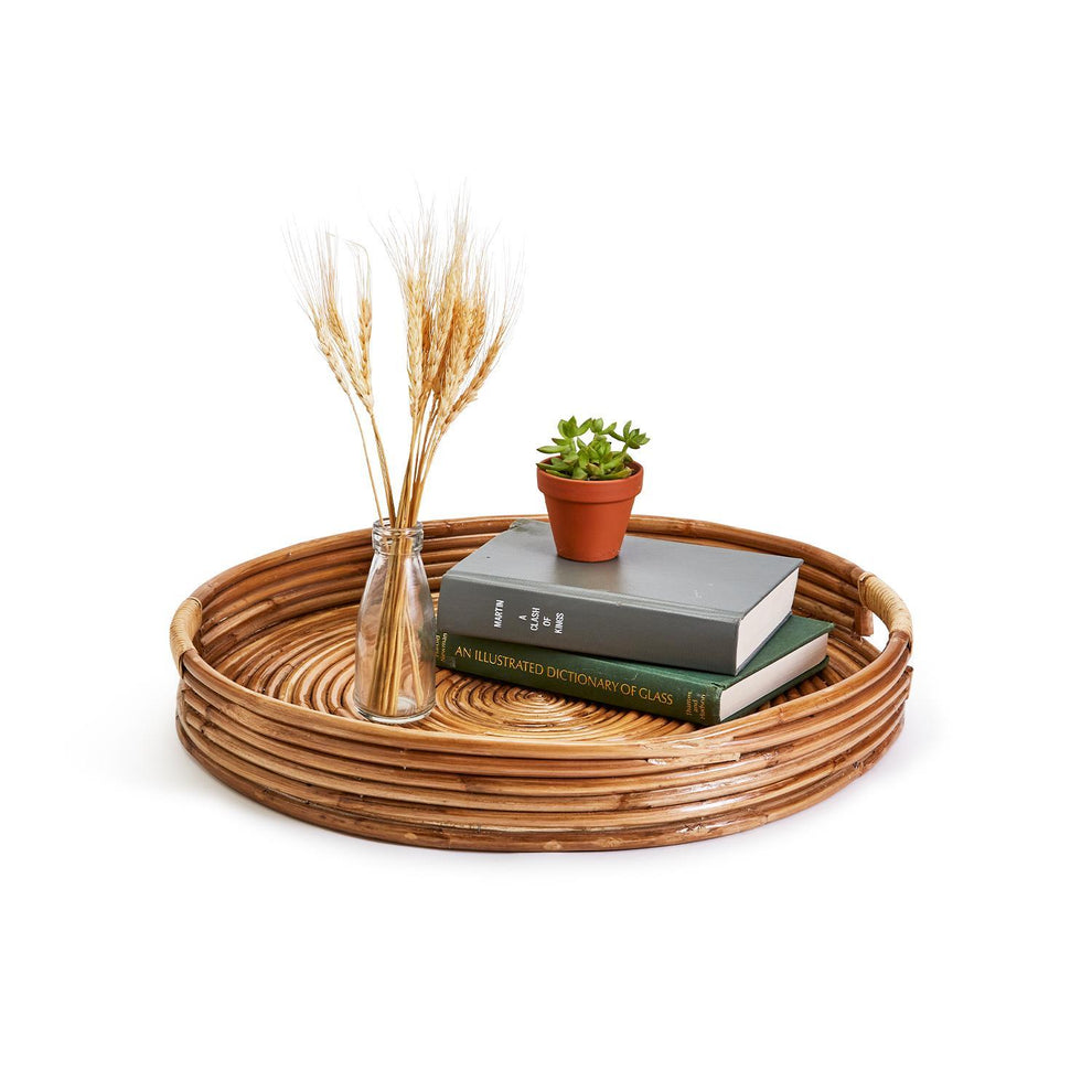 Cane Hand-Crafted Rounded Tray Set Of 4 By Tozai Home | Trays | Modishstore - 1
