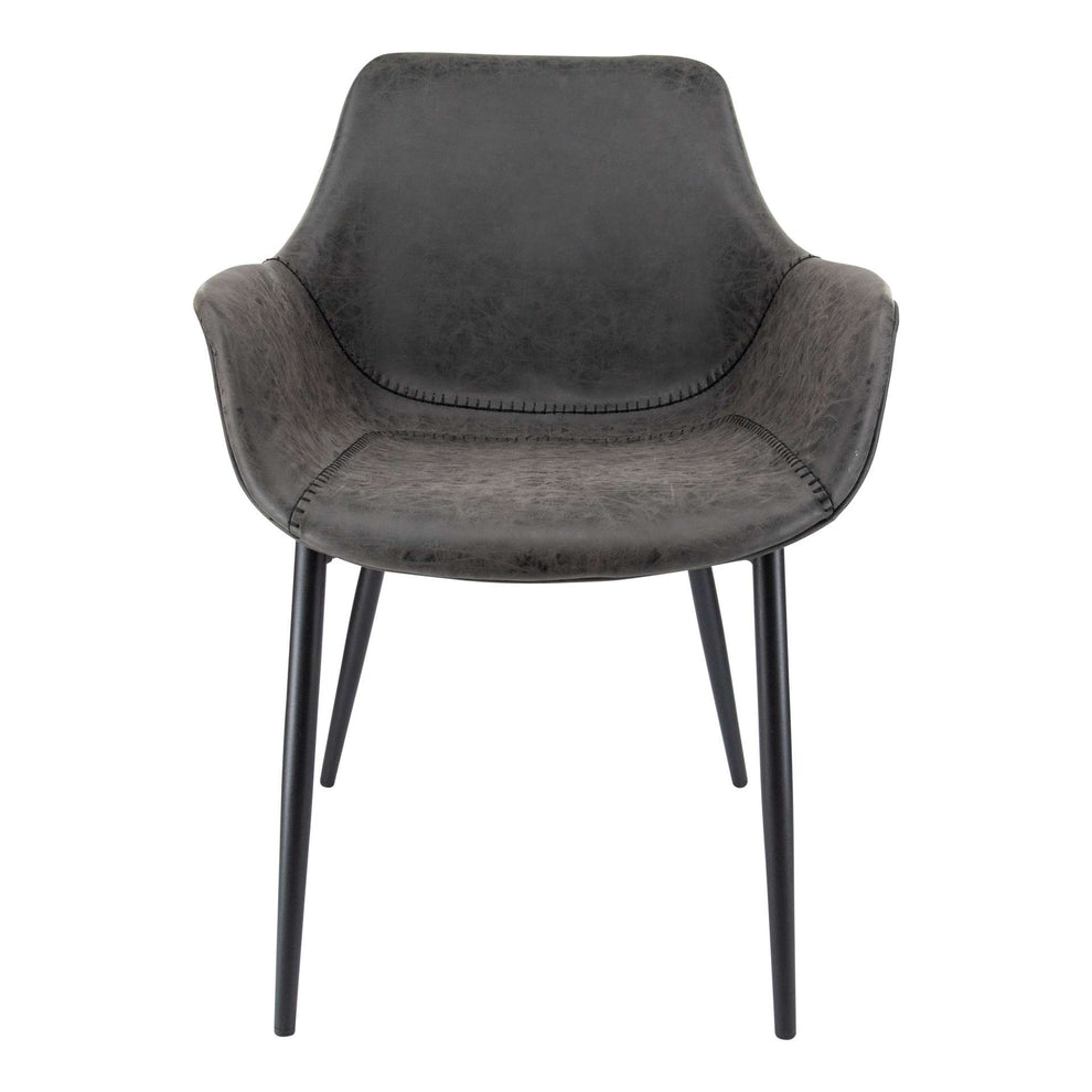 LeisureMod Markley Modern Leather Dining Armchair Kitchen Chairs with Metal Legs | Dining Chairs | Modishstore
