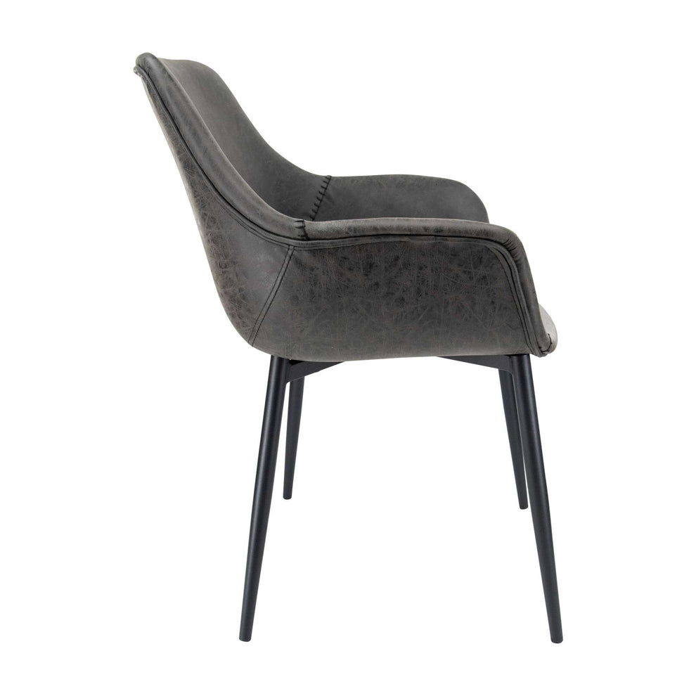 LeisureMod Markley Modern Leather Dining Armchair Kitchen Chairs with Metal Legs | Dining Chairs | Modishstore - 2