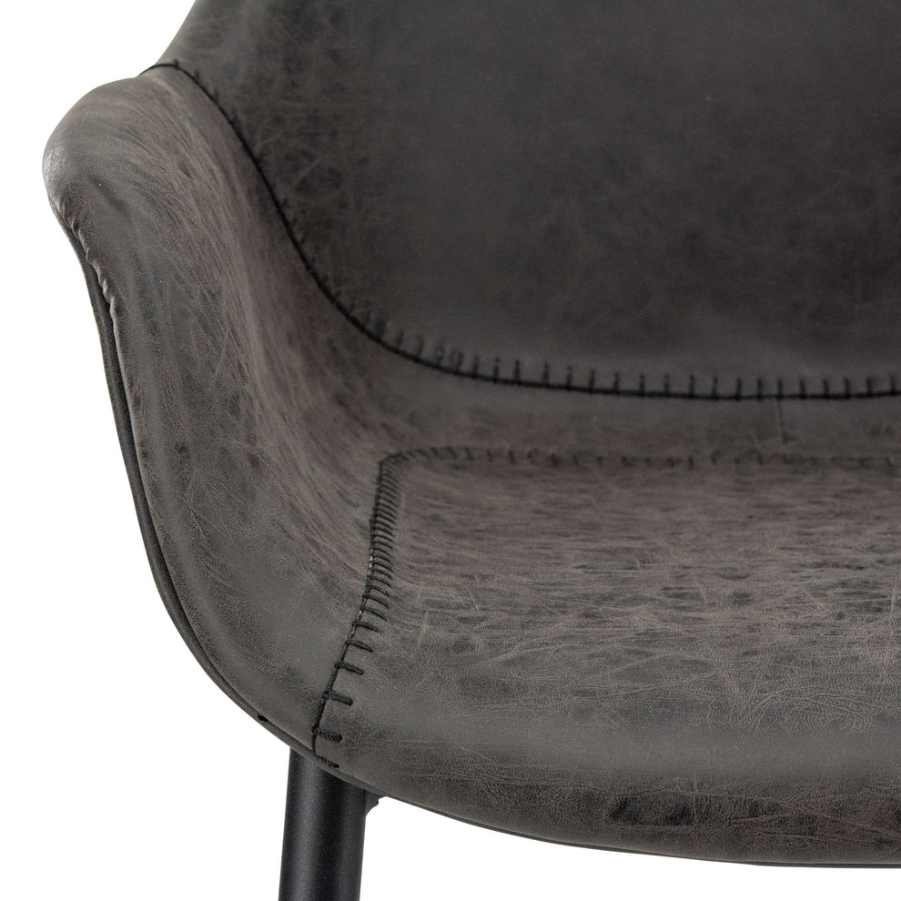 LeisureMod Markley Modern Leather Dining Armchair Kitchen Chairs with Metal Legs | Dining Chairs | Modishstore - 5