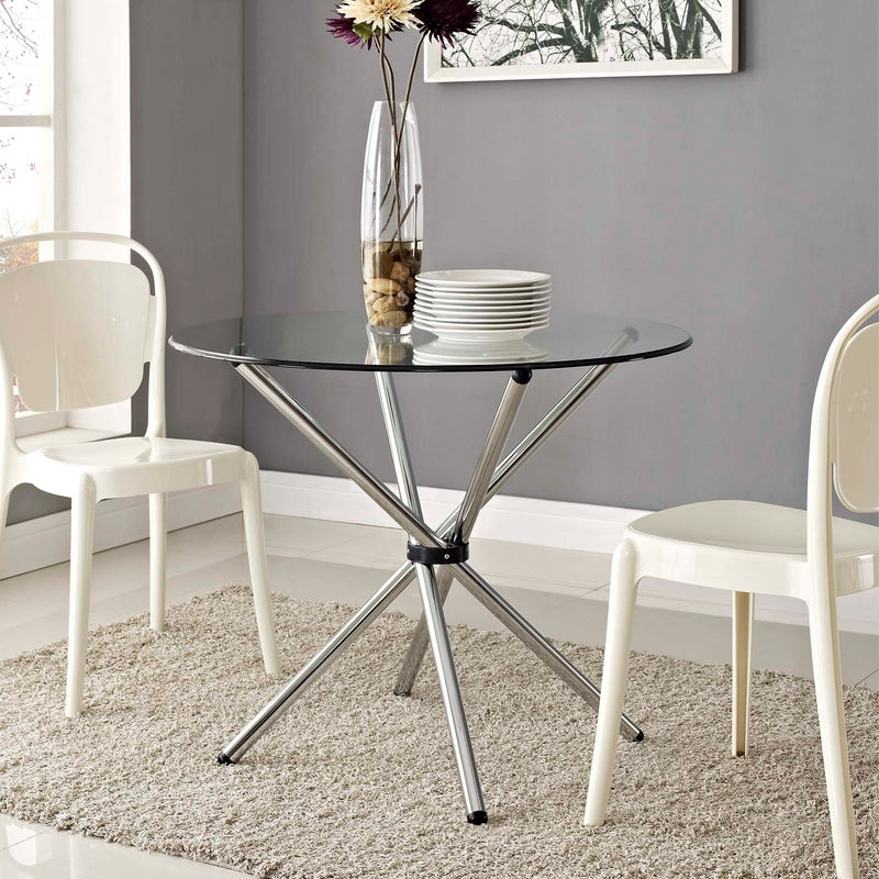Modway Baton Round Dining Table - Clear - EEI-1074 | Dining Tables | Modishstore - 1