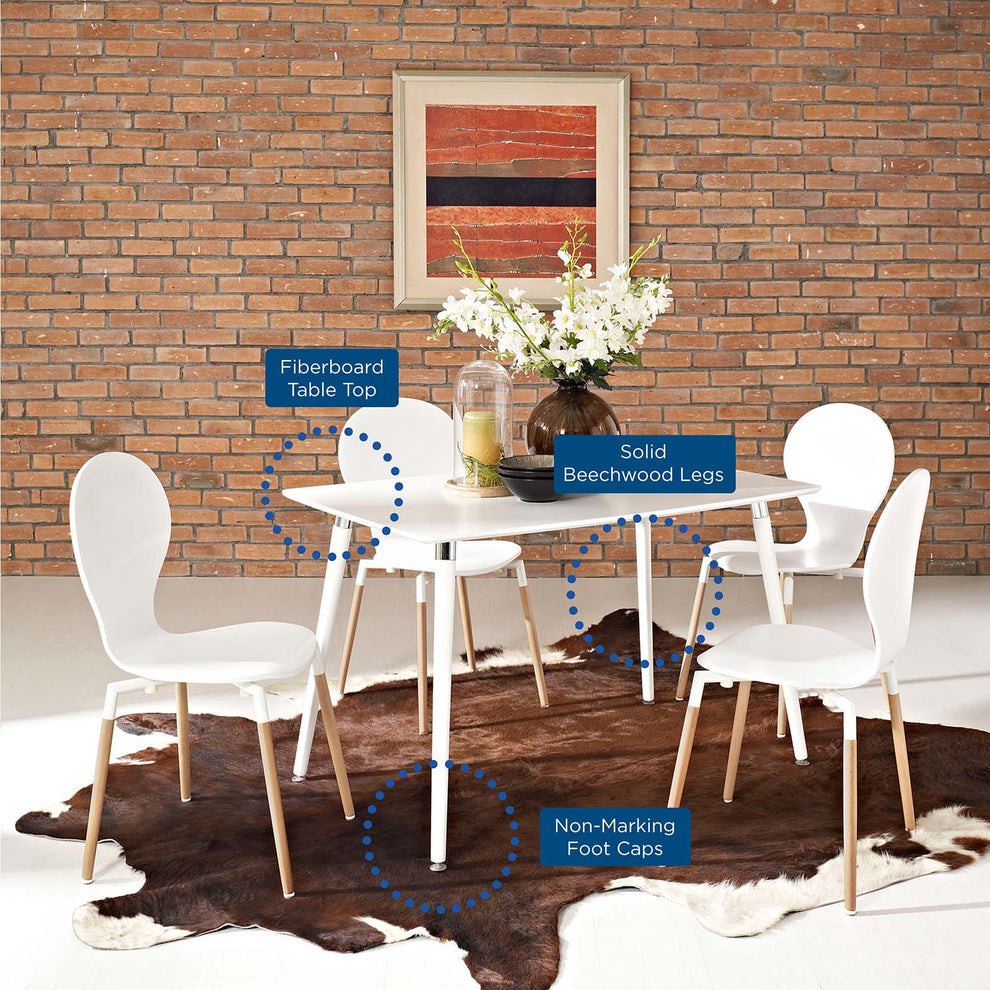 Modway Lode Rectangle Wood Dining Table - White - EEI-1094 | Dining Tables | Modishstore - 2