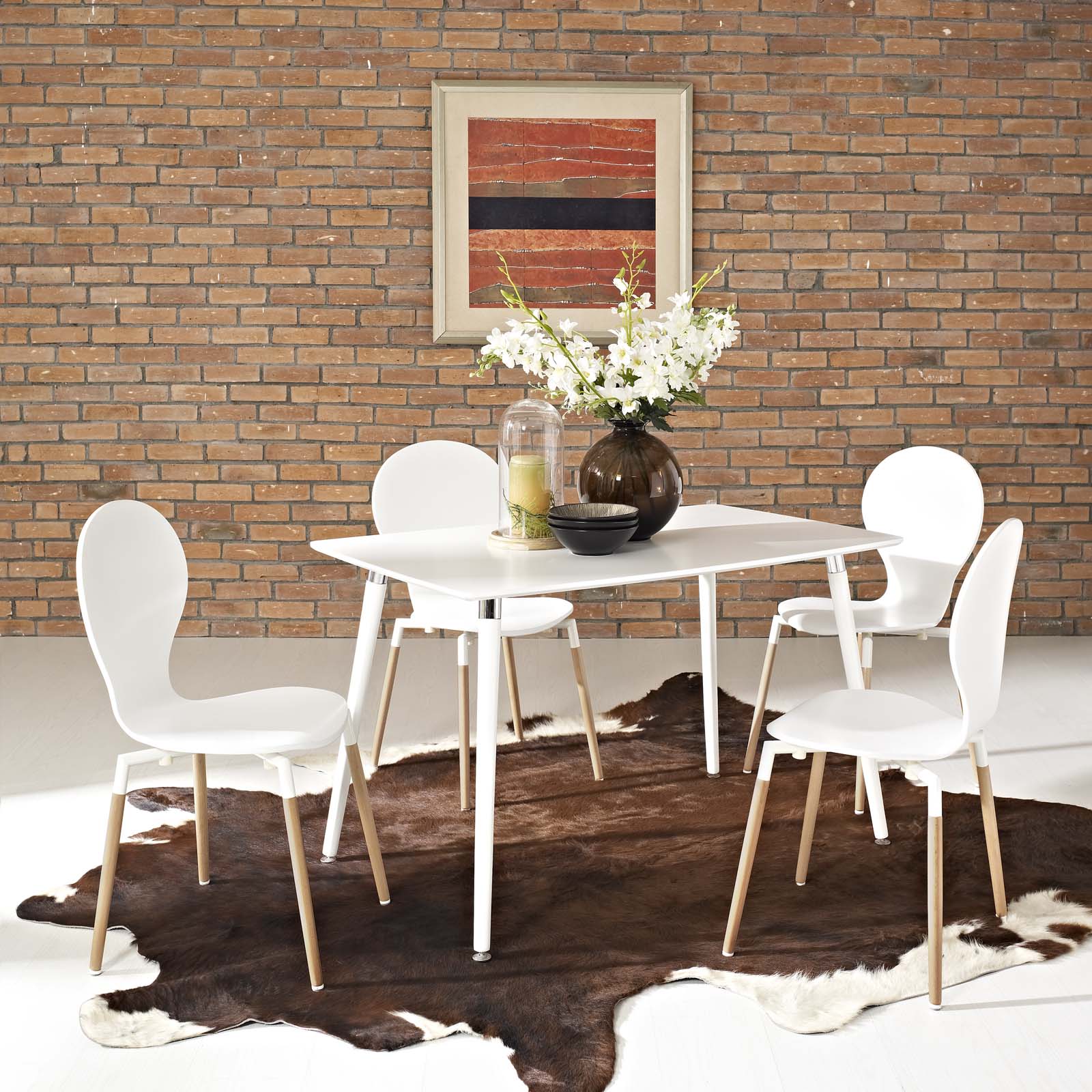 Modway Lode Rectangle Wood Dining Table - White | Dining Tables | Modishstore
