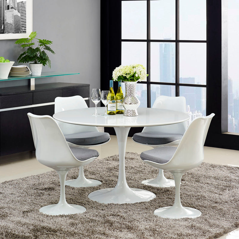 Modway Lippa 47" Round Wood Top Dining Table in White | Dining Tables | Modishstore