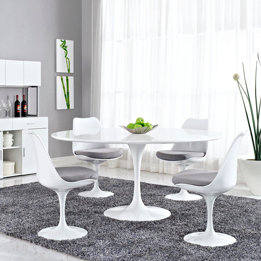 Modway Lippa 60" Round Wood Top Dining Table - White | Dining Tables | Modishstore