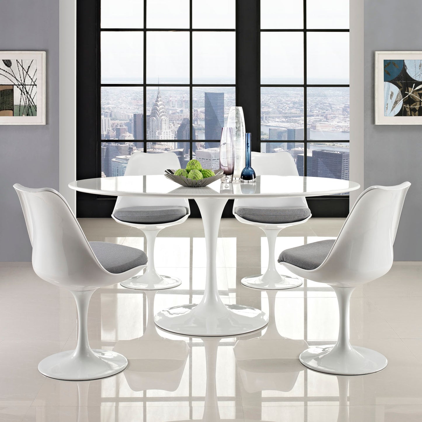 Modway Lippa 60" Oval Wood Top Dining Table - White - EEI-1121 | Dining Tables | Modishstore - 1