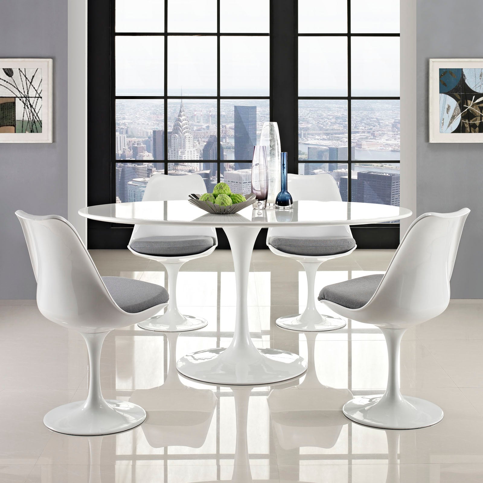 Modway Lippa 60" Oval Wood Top Dining Table - White - EEI-1121 | Dining Tables | Modishstore - 1