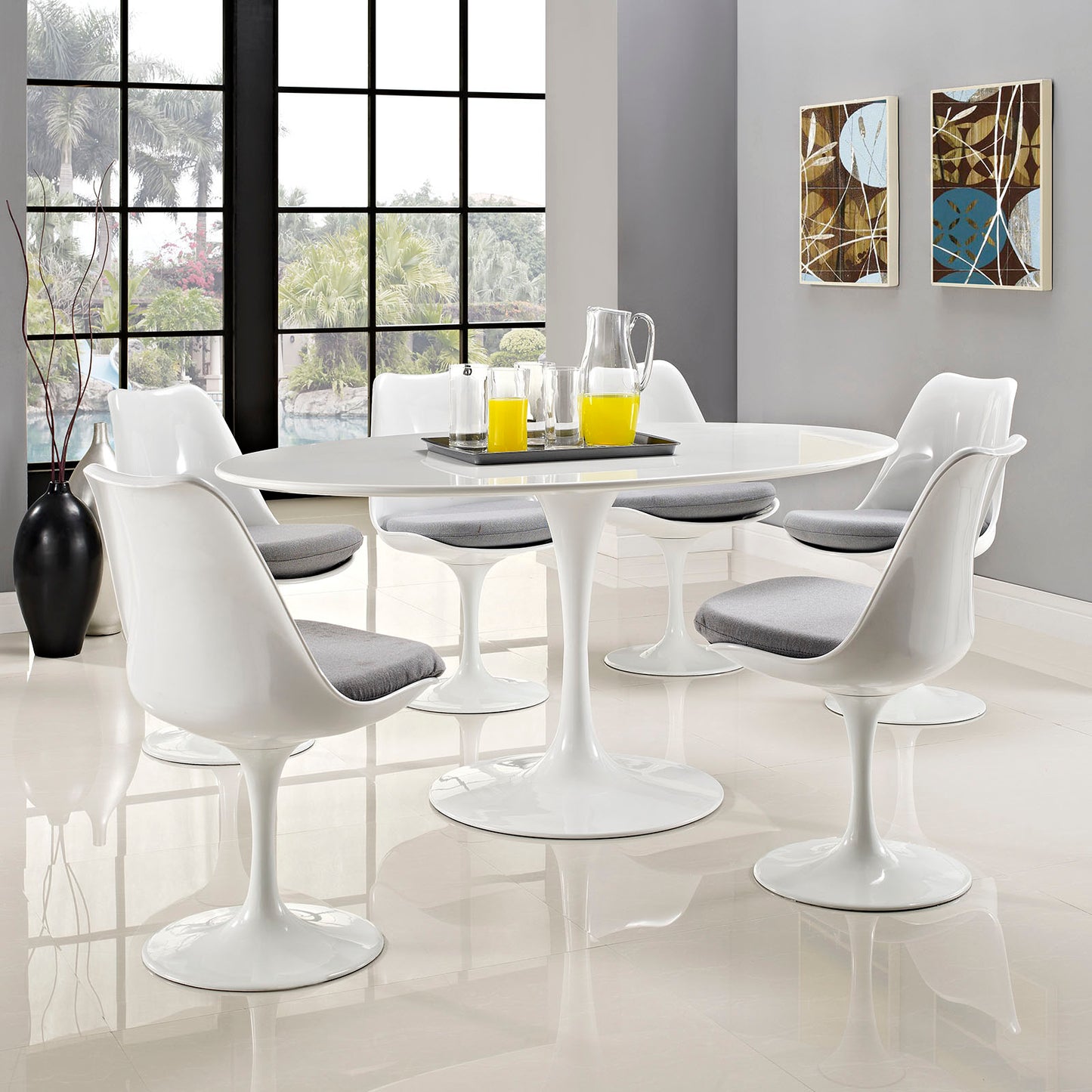 Modway Lippa 60" Oval Wood Top Dining Table - White - EEI-1121 | Dining Tables | Modishstore - 3