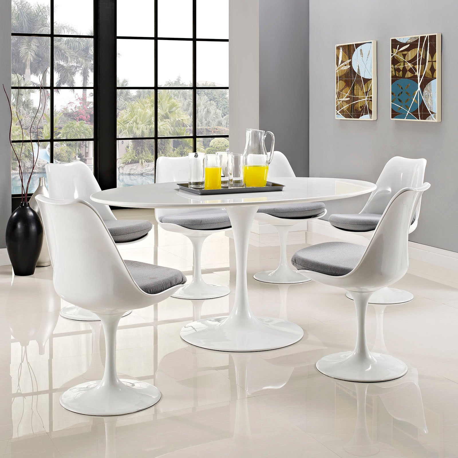 Modway Lippa 60" Oval Wood Top Dining Table - White - EEI-1121 | Dining Tables | Modishstore - 3