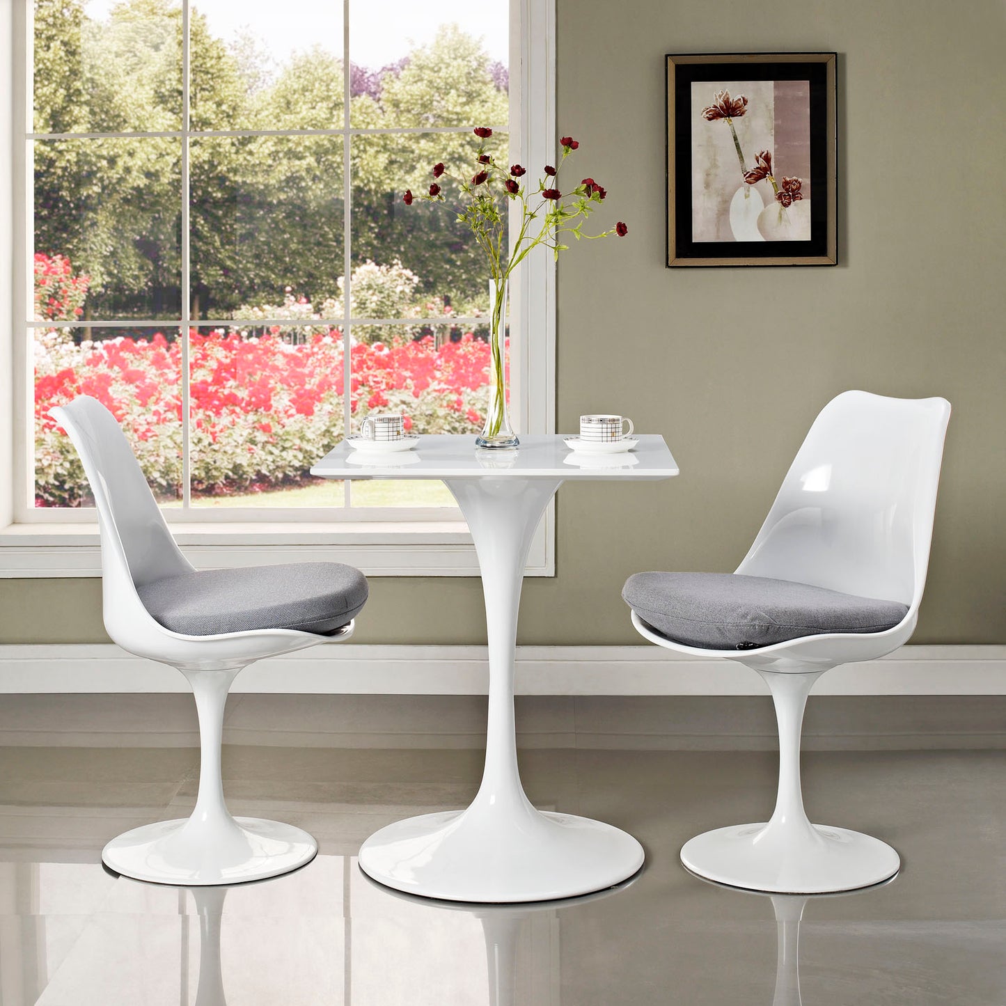 Modway Lippa 24" Square Wood Top Dining Table - White - EEI-1122 | Dining Tables | Modishstore - 1
