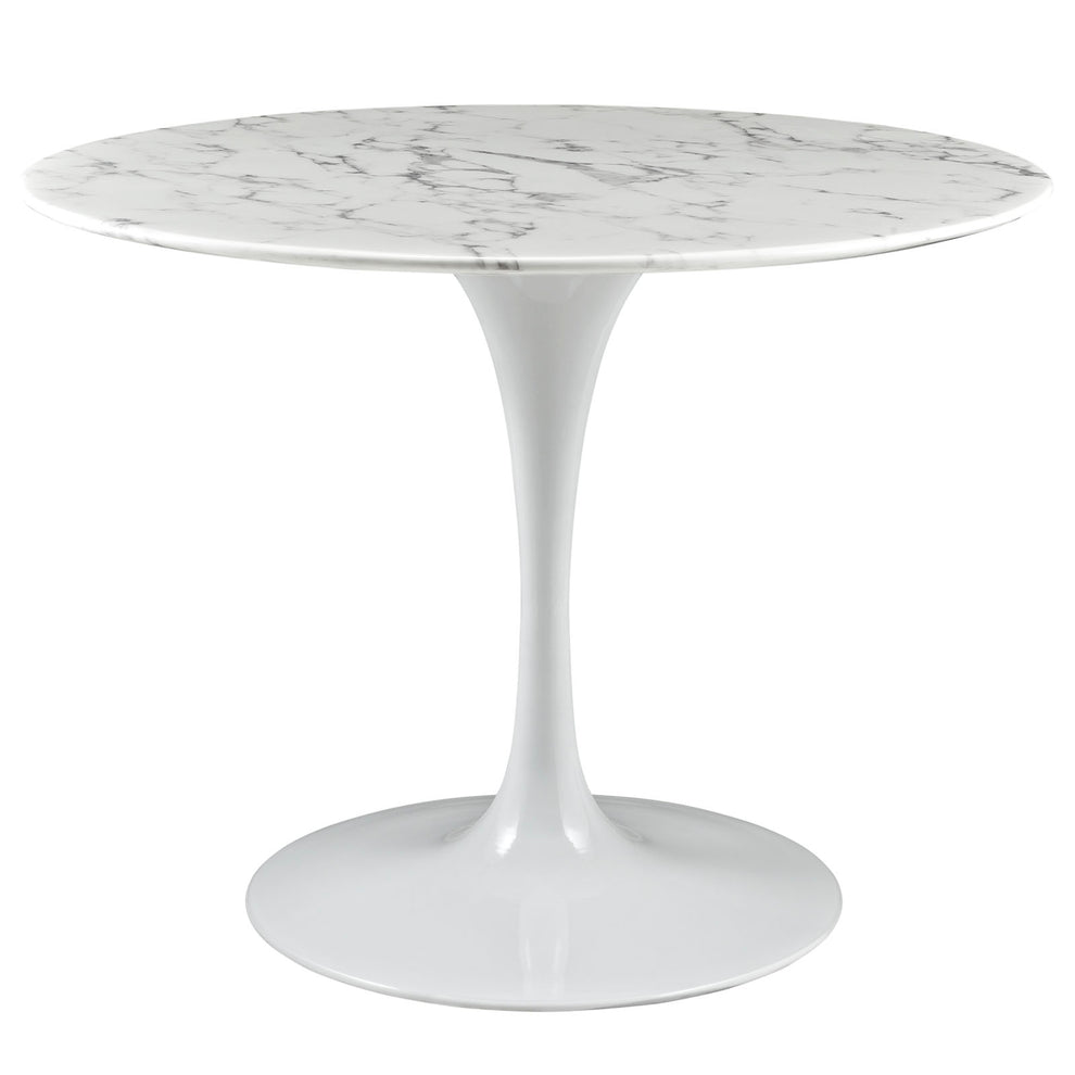 Modway Lippa 40" Round Artificial Marble Dining Table in White - EEI-1130 | Dining Tables | Modishstore - 4